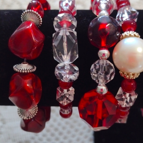 12 REPURPOSED HANDMADE Vintage, Glass, Metal Beaded Stretch Bracelets!! - Picture 2 of 6